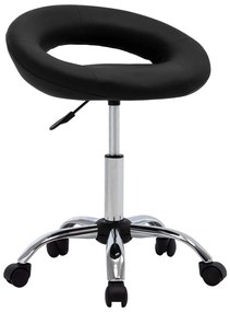 vidaXL Cadeira de trabalho com rodas couro artificial preto