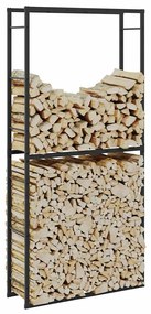 vidaXL Suporte para lenha 100x30x209 cm aço preto