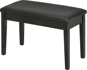Banco de piano com assento almofadado, pés em madeira maciça e revestimento sintético, 75 x 35 x 49 cm, preto
