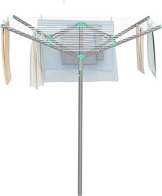 Estendal de roupa giratório 139,3 x 139,3 x 181,5 cm, com 50 m de corda, Prateado