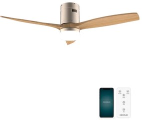 Ventoinha de teto EnergySilence Aero 5600 Aqua GoldLightWood Connected de 40 W e 52’’ com controlo remoto, controlo por Wi-Fi