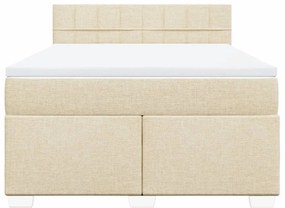 Cama com molas/colchão 140x200 cm tecido cor creme