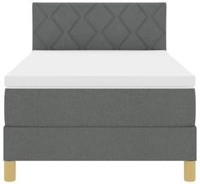 Cama Box Spring com Colchão Cinza Escuro 90x200 cm Tecido