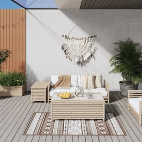 vidaXL Tapete de exterior c/ design reversível castanho/branco