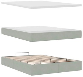Estrutura de cama otomana com colchão 140x200 cm cinzento claro