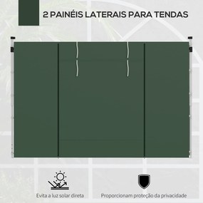 Paredes Laterais para Tenda de 2 Painéis 3x2 m com Janela Enrolável e Porta com Fecho de Correr para Tenda 3x3/6m Verde