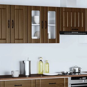 Armário de parede cozinha porta vidro Lucca carvalho castanho