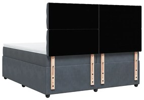 Cama com molas/colchão 200x200 cm veludo cinzento-escuro