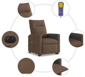 Poltrona elétrica elevatória massagens tecido castanho