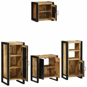 Conjunto de Móveis para Banheiro 4 pcs Madeira de manga maciça