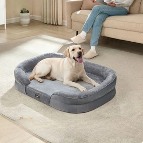 Cama ortopédica para cães de tamanho médio, 112 x 81 x 18 cm cinzento claro