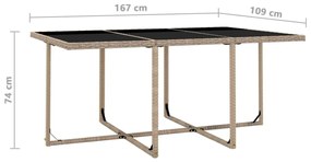11 pcs conjunto jantar exterior com almofadões vime PE bege