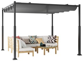 Gazebo para pátio externo de 3,6 m x 3 m com rede e cobertura de 2 camadas - bege