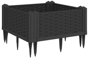 Vaso/floreira de jardim c/ estacas 42,5x42,5x28,5 cm PP preto