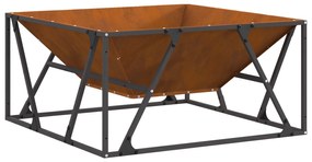 Fogo Pit Quadrado 80x80x40 cm Aço Envelhecido