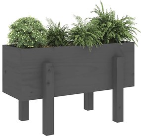 Vaso/floreira de jardim 62x30x38 cm pinho maciço cinzento