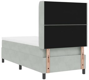 Cama Box com Colchão vidaXL Cinza Claro 90x190 cm Veludo