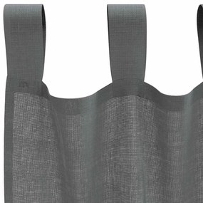 Cortinas de voile com laços 2 pcs cinzento-escuro 140x260 cm
