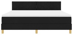 Cama Box Spring com Colchão Preta 180x200 cm Tecido