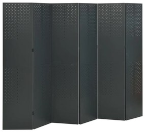 vidaXL Divisória/biombo com 6 painéis aço 240x180 cm antracite