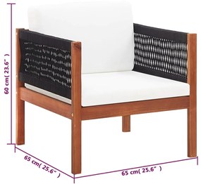 Conjunto lounge de jardim 4 pcs madeira de acácia maciça