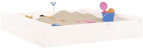 Caixa de areia quadrada com assentos pinho maciço branco