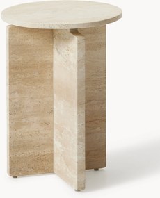 Mesa de apoio redonda em travertino Marisa