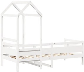 Sofá-cama c/ telhado 90x190 cm madeira de pinho maciça branco