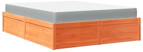 Cama com colchão 140x200 cm madeira pinho maciça castanho-mel