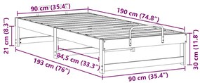 Estrutura de Cama com Alças Castanho 90 x 190 cm