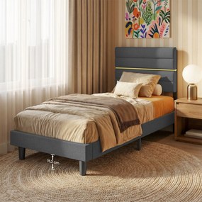 Estrutura de cama individual 90 x 200 cm (COLCHÃO NÃO INCLUIDO), com estrado de ripas Cinza ardósia