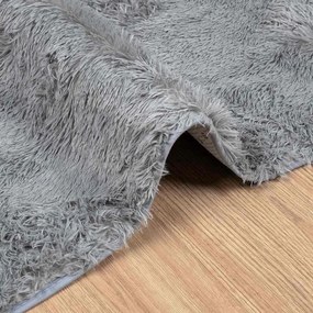 Tapete shaggy de pelo alto NAVARRA 160x230 cm cinzento prateado