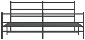 Estrutura de cama com cabeceira e pés 193x203 cm metal preto