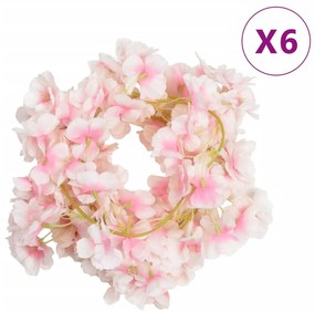 Grinaldas de flores artificiais 6 pcs 180 cm rosa claro