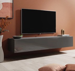 Móvel de TV British Suspenso de 180cm - Cinzento Brilhante - Design Mo