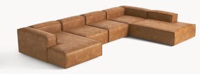 Sofá de canto comprido modular XL em couro reciclado Lennon