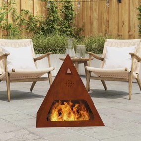 vidaXL Fire Pit Castanho 50 x 50 x 51 cm Aço resistente às intempéries