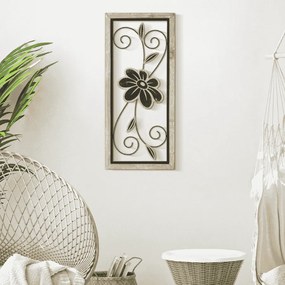 PAINEL DE PAREDE DE FERRO/MADEIRA KOMAN 26X2,5X60 CM CASTANHO E PRETO