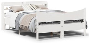 Estrutura de cama com cabeceira 160x200 cm pinho maciço branco