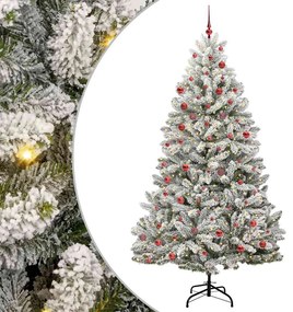 vidaXL Árvore de Natal Artificial Verde e Branco 210 cm PVC e Metal