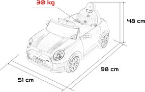 Carro elétrico para Crianças Mini Cooper 12V, Rodas Eva, Assento Couro ecológico Vermelho
