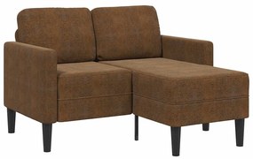 vidaXL Sofá 2 lugares com Chaise em L 125 cm couro artificial castanho