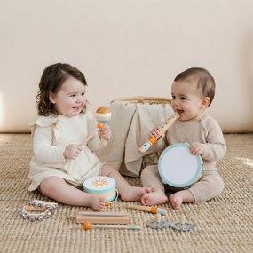 Instrumentos musicais para crianças, brinquedos musicais de madeira inspiradores, com pandeiro e maracas, para crianças a partir dos 3 anos