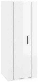 4 pcs conjunto móveis de TV madeira processada branco brilhante