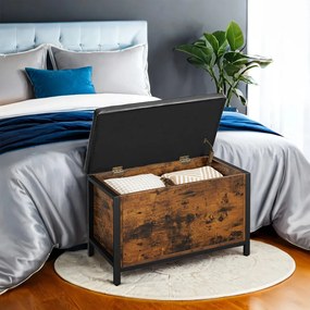 Banco armazenamento multifuncional 80 x 40 x 50 cm estilo industrial Castanho Vintage