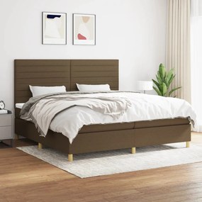 vidaXL Cama com molas/colchão 200x200 cm tecido castanho-escuro