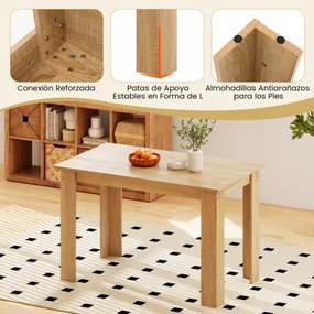 Mesa de jantar  em madeira para 4-6 pessoas com pés em L  para sala de jantar 120 x 70 x 75 cm 120 x 70 x 75 cm Natural