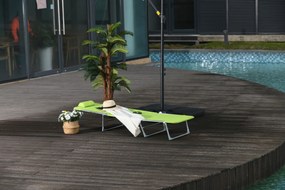 Espreguiçadeira dobrável e reclinável de jardim com apoio de cabeça e encosto ajustável em 5 níveis Tecido textilene respirável 182x56x24,5 cm verde