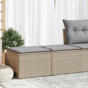 2 pcs conj. sofás p/ jardim c/ almofadões vime PE/acácia bege