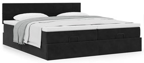 Estrutura de cama otomana com colchões 160x200 cm veludo preto